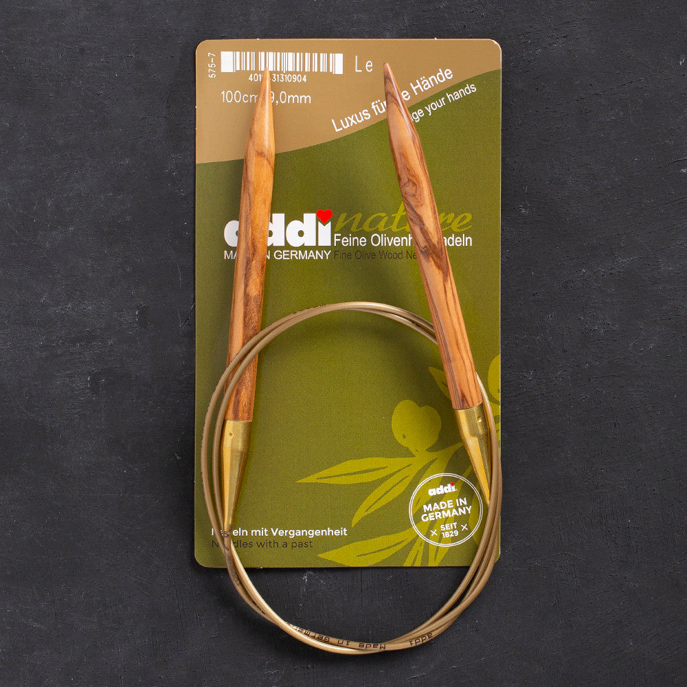 Addi Olive Wood 9mm 100cm Circular Knitting Needles - 575-7