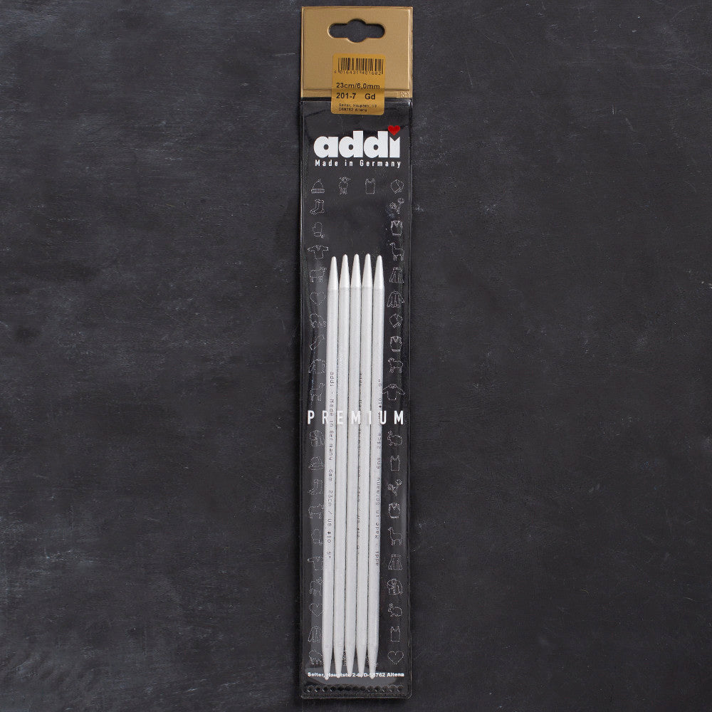Addi 6mm 23cm 5 Pieces Aluminium Double-pointed Needles - 201-7