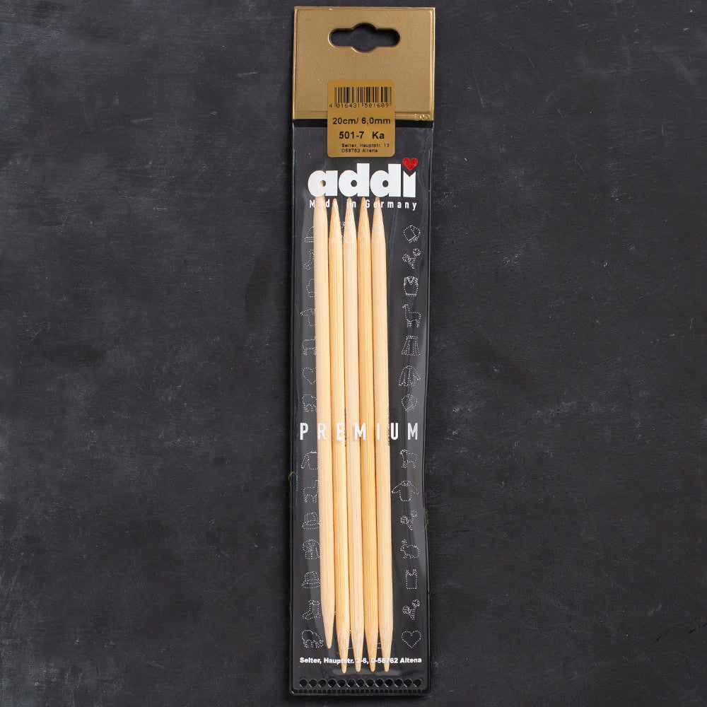 Addi 6mm 20cm Bamboo Double-pointed Needles - 501-7/20/6