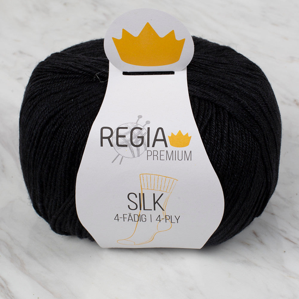 Schachenmayr Regia Premium Silk 4-ply Knitting Yarn, Black - 9801632 - 00099