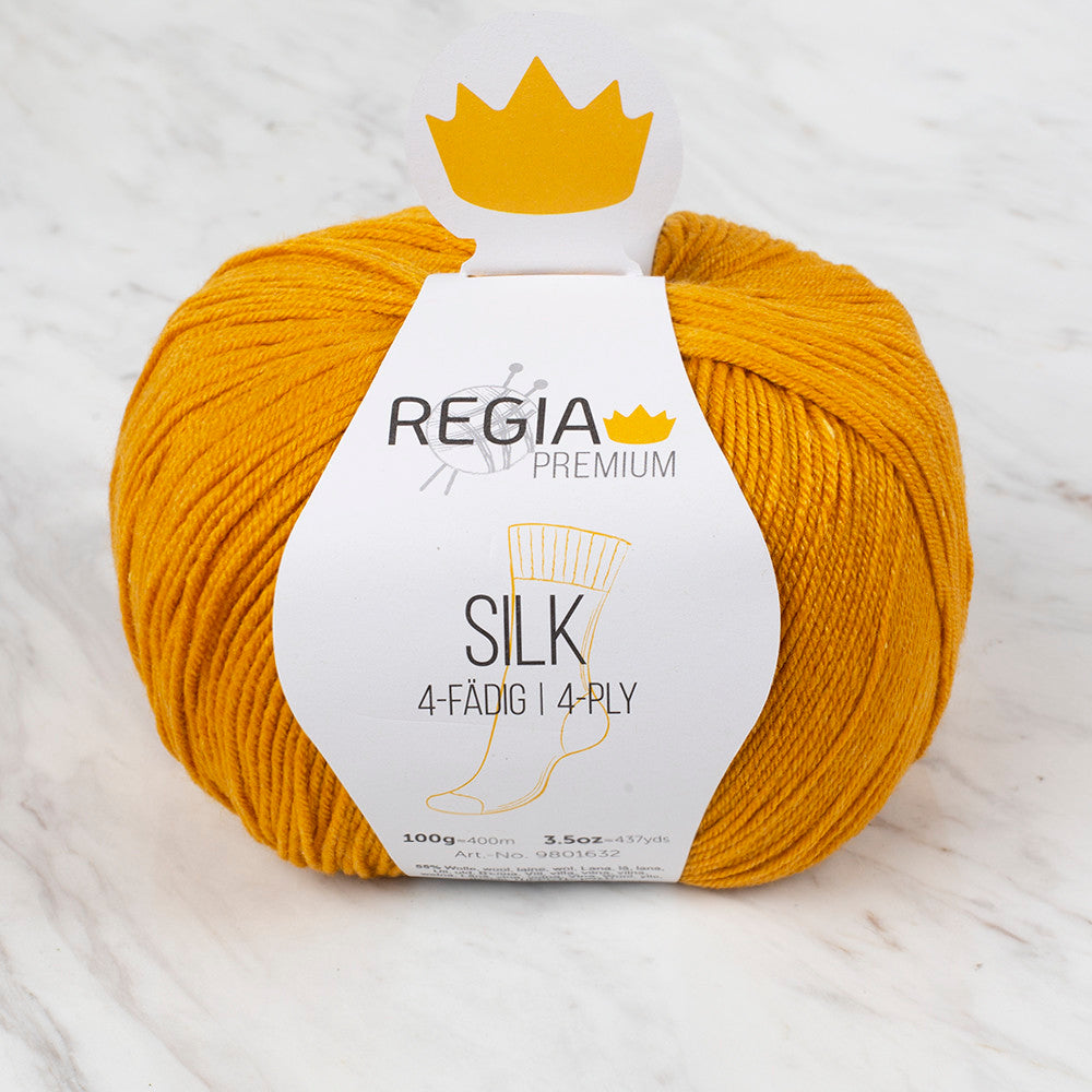 Schachenmayr Regia Premium Silk 4-ply Knitting Yarn, Mustard - 9801632 - 00025