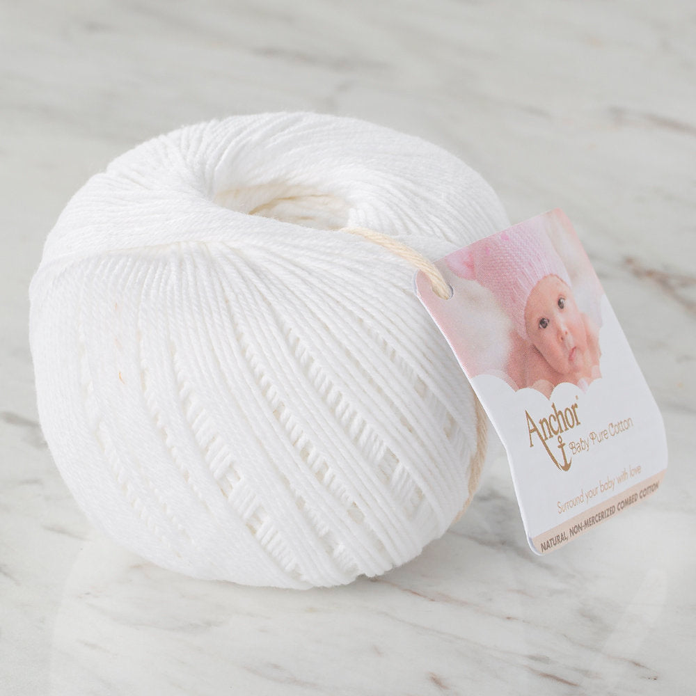 Anchor Baby Pure Cotton 4ply Yarn, White - 01131