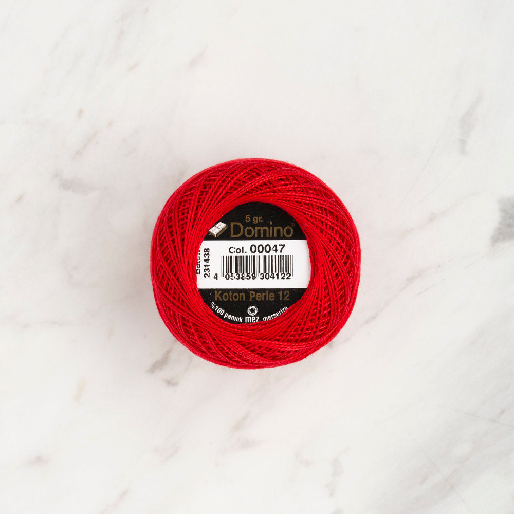 Domino Cotton Perle Size 12 Embroidery Thread (5 g), Red - 4590012-00047