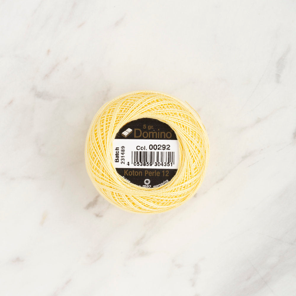 Domino Cotton Perle Size 12 Embroidery Thread (5 g), Light Yellow - 4590012-00292