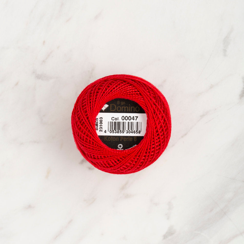 Domino Cotton Perle Size 8 Embroidery Thread (8 g), Red - 4598008-00047