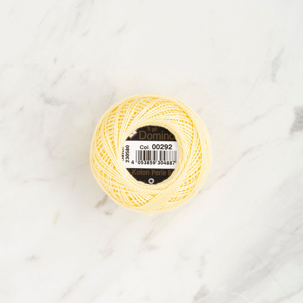 Domino Cotton Perle Size 8 Embroidery Thread (8 g), Light Yellow - 4598008-00292