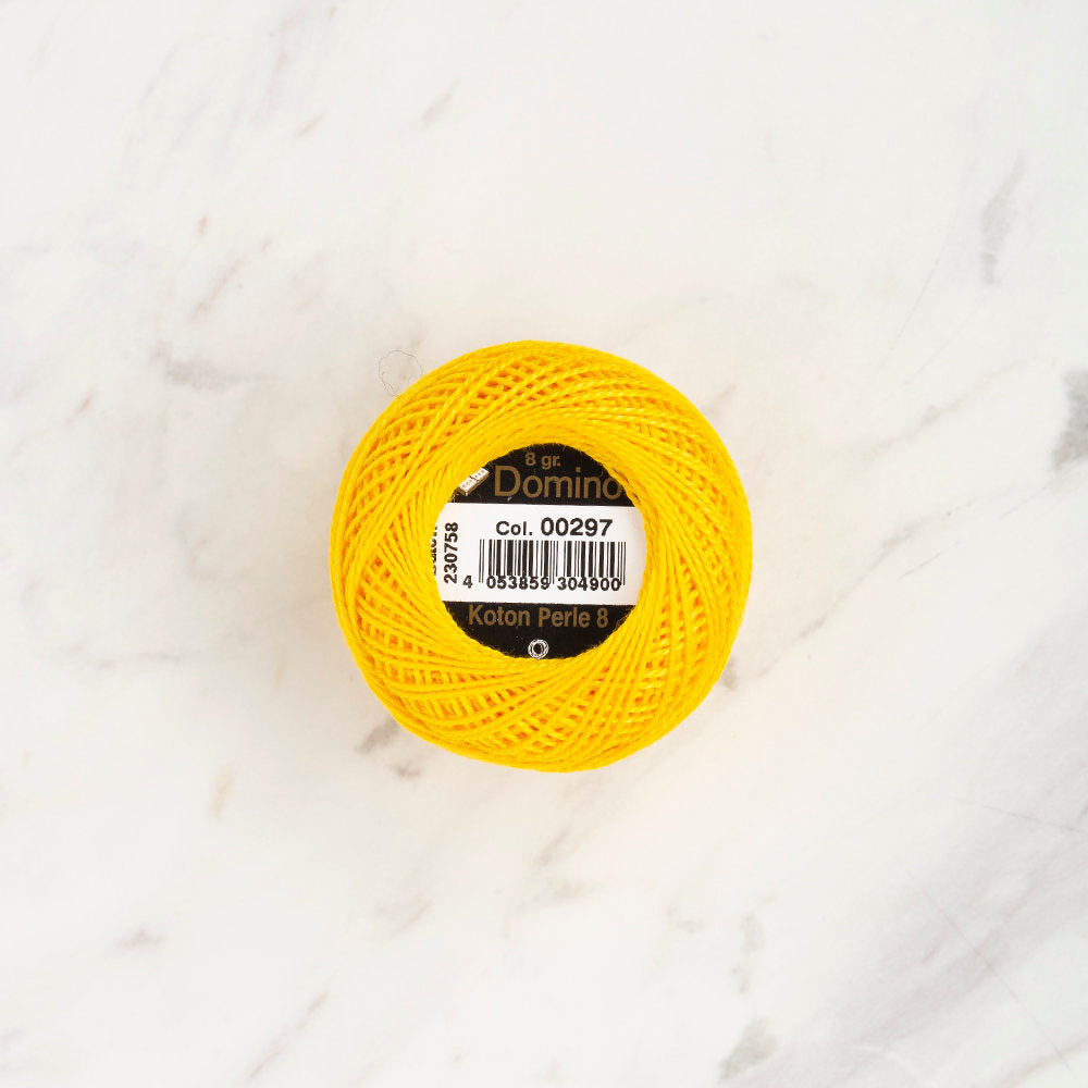 Domino Cotton Perle Size 8 Embroidery Thread (8 g), Yellow - 4598008-00297