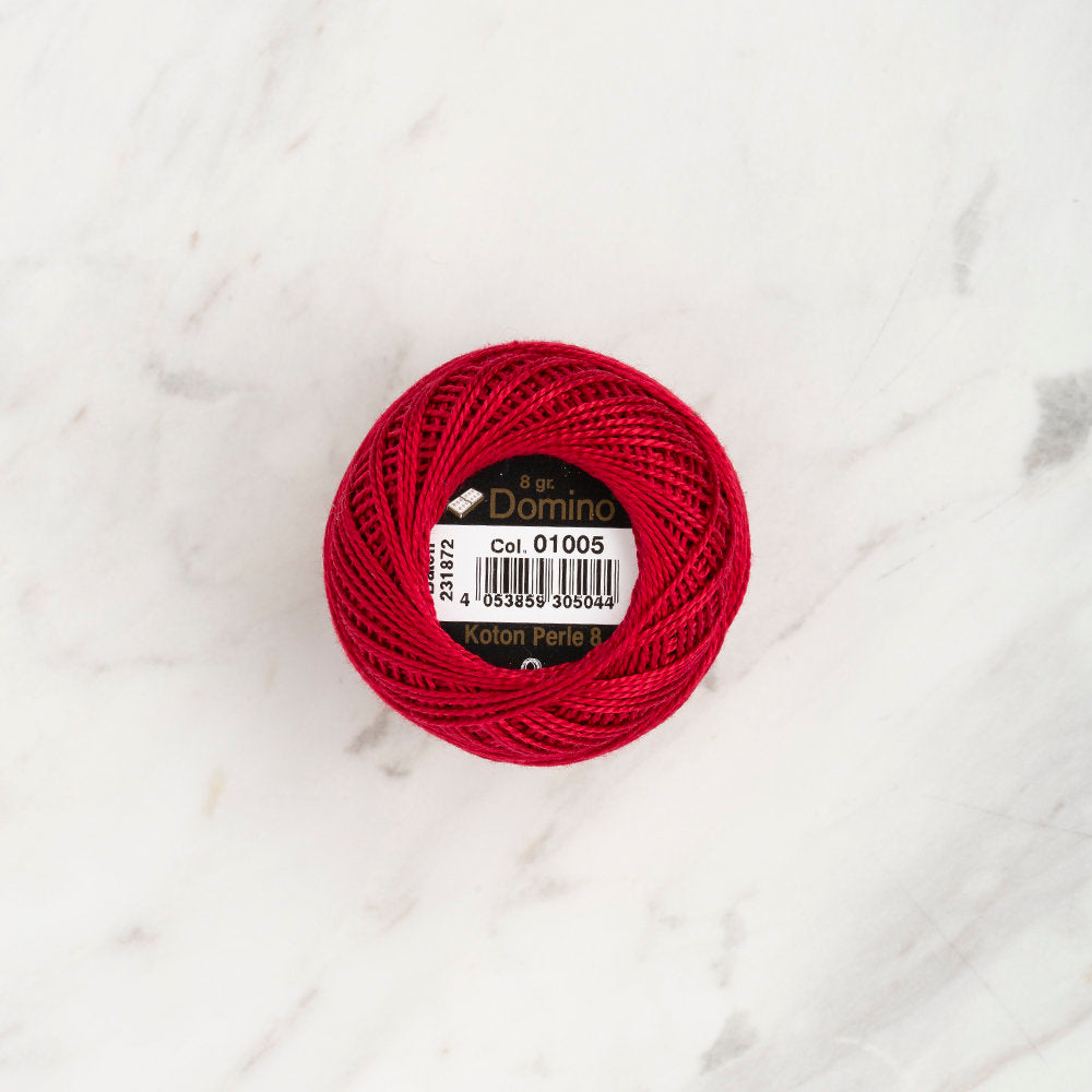 Domino Cotton Perle Size 8 Embroidery Thread (8 g), Red - 4598008-01005