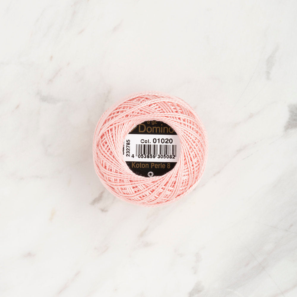 Domino Cotton Perle Size 8 Embroidery Thread (8 g), Light Pink - 4598008-01020