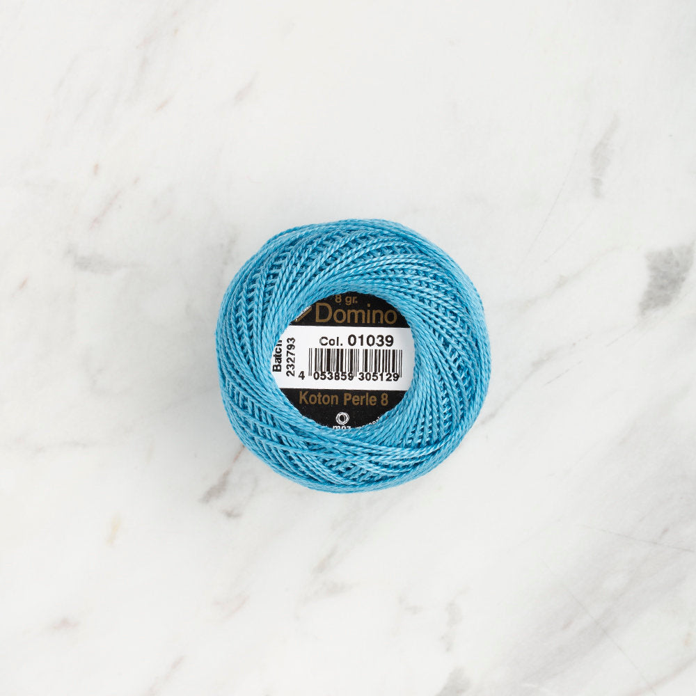 Domino Cotton Perle Size 8 Embroidery Thread (8 g), Blue - 4598008-01039