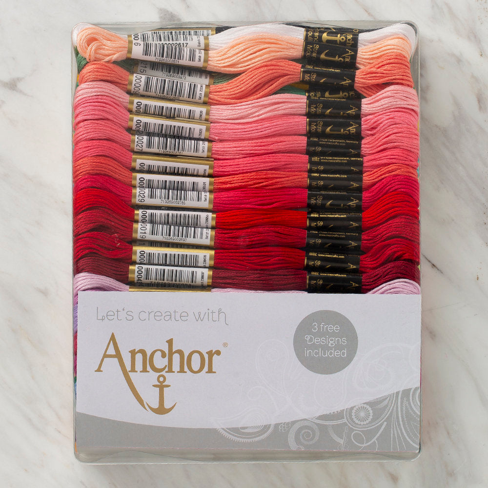 Anchor Stranded Cotton: Excellence Assortment, 80 Skeins (3 Free Designs Included)