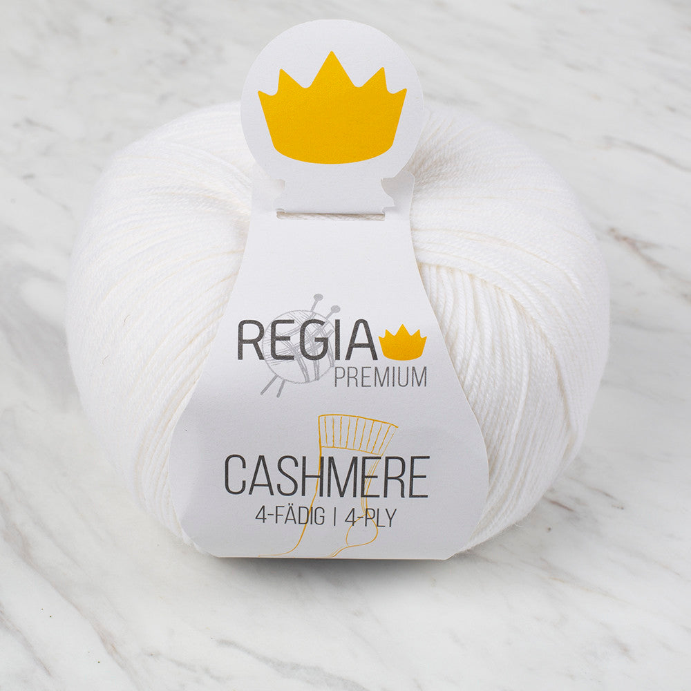 Schachenmayr Regia Premium Cashmere Knitting Yarn, White - 9801637 - 00001