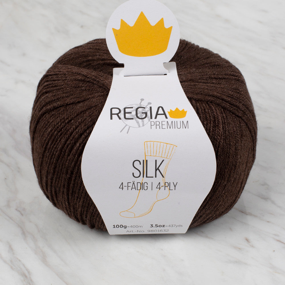 Schachenmayr Regia Premium Silk 4-ply Knitting Yarn, Dark Brown - 9801632 - 00089
