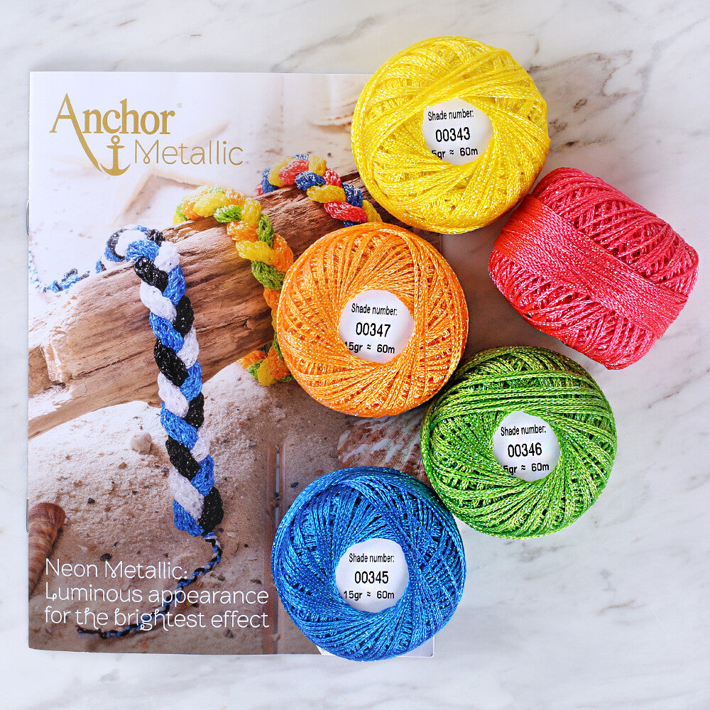 Anchor Metallic Assorted Colors 5 Skeins Silvery Yarn- A28N002-09061