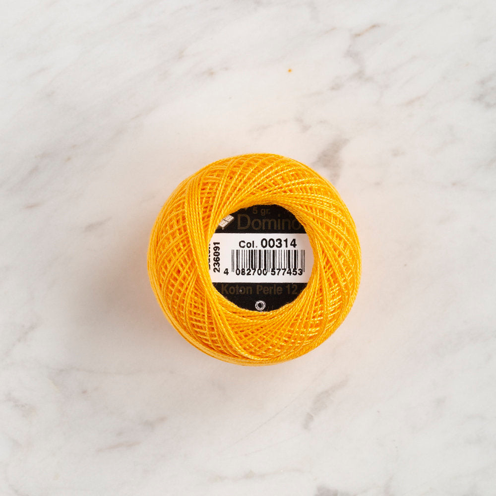 Domino Cotton Perle Size 12 Embroidery Thread (5 g), Yellow - 4590012-314