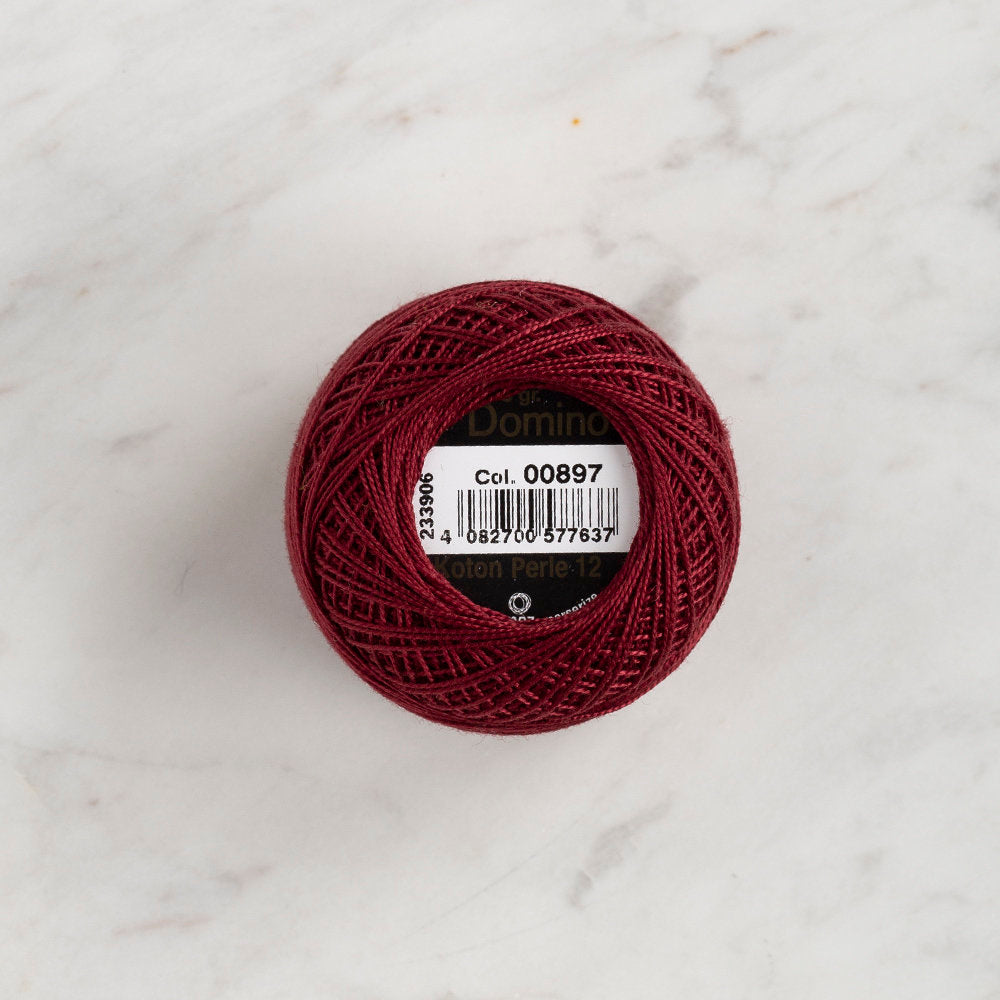 Domino Cotton Perle Size 12 Embroidery Thread (5 g), Claret - 4590012-897