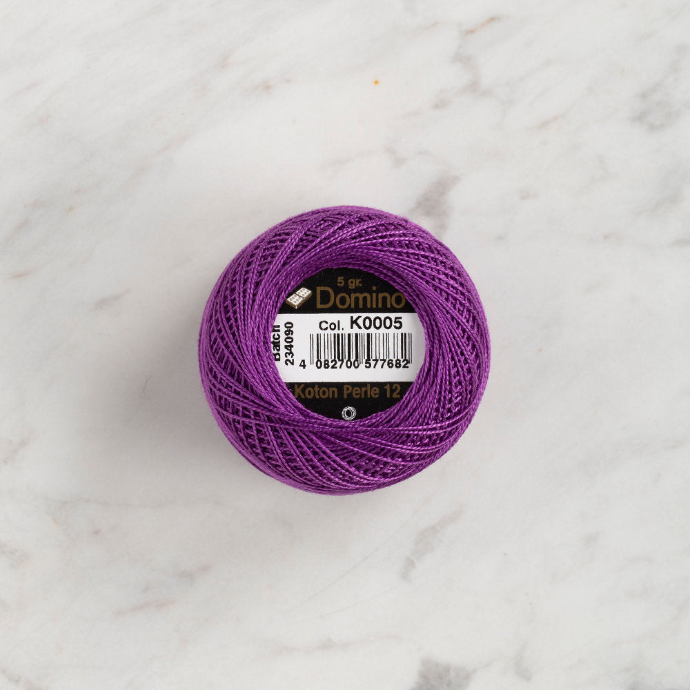 Domino Cotton Perle Size 12 Embroidery Thread (5 g), Purple - 4590012-K0005