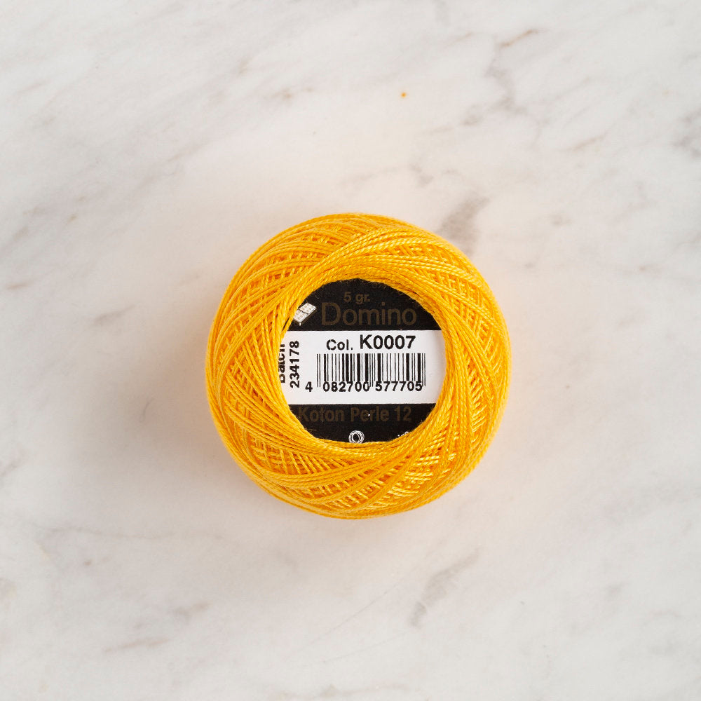 Domino Cotton Perle Size 12 Embroidery Thread (5 g), Yellow - 4590012-K0007