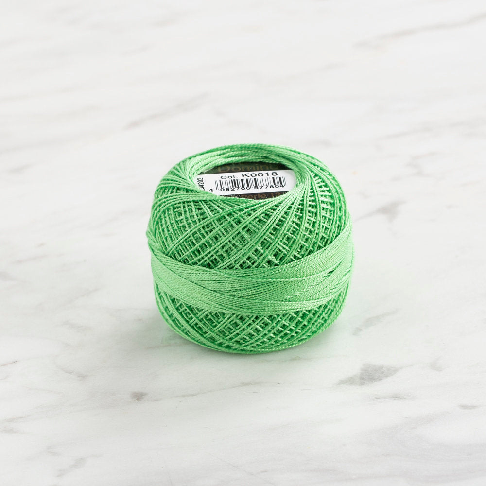 Domino Cotton Perle Size 12 Embroidery Thread (5 g), Green - 4590012-K0018