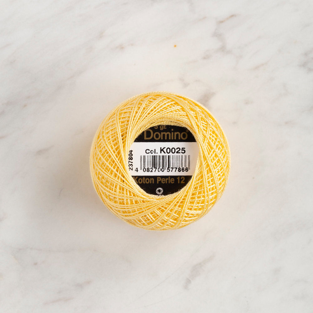 Domino Cotton Perle Size 12 Embroidery Thread (5 g), Light Yellow - 4590012-K0025