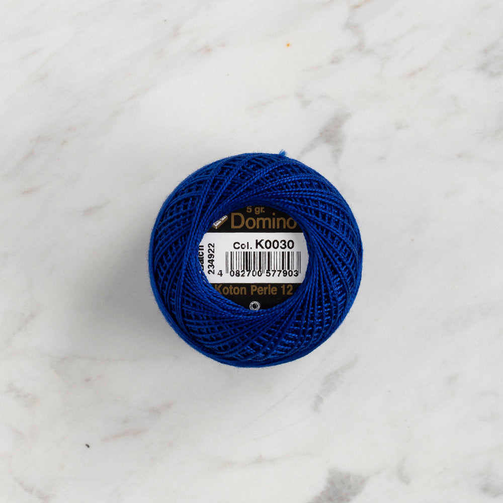 Domino Cotton Perle Size 12 Embroidery Thread (5 g), Dark Blue - 4590012-K0030