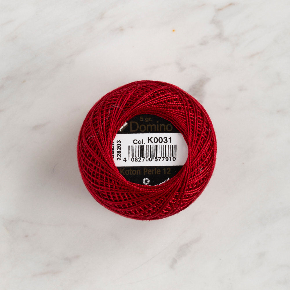 Domino Cotton Perle Size 12 Embroidery Thread (5 g), Red - 4590012-K0031