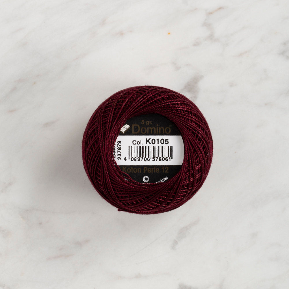 Domino Cotton Perle Size 12 Embroidery Thread (5 g), Claret - 4590012-K0105