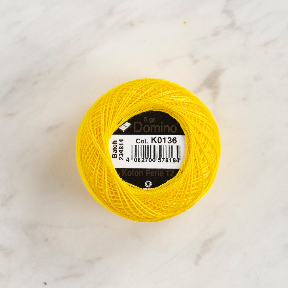 Domino Cotton Perle Size 12 Embroidery Thread (5 g), Yellow - 4590012-K0136