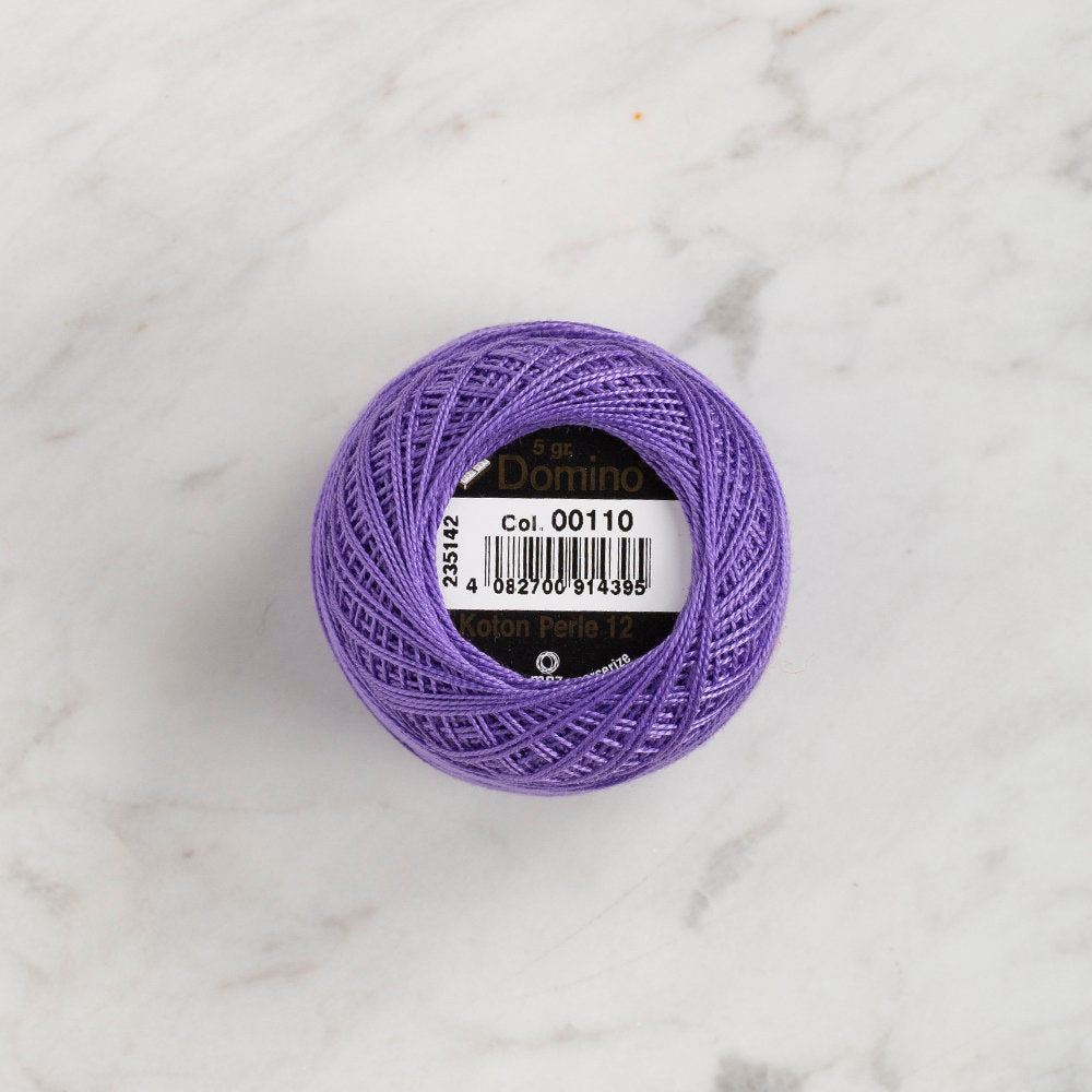 Domino Cotton Perle Size 12 Embroidery Thread (5 g), Dark Lilac - 4590012-110