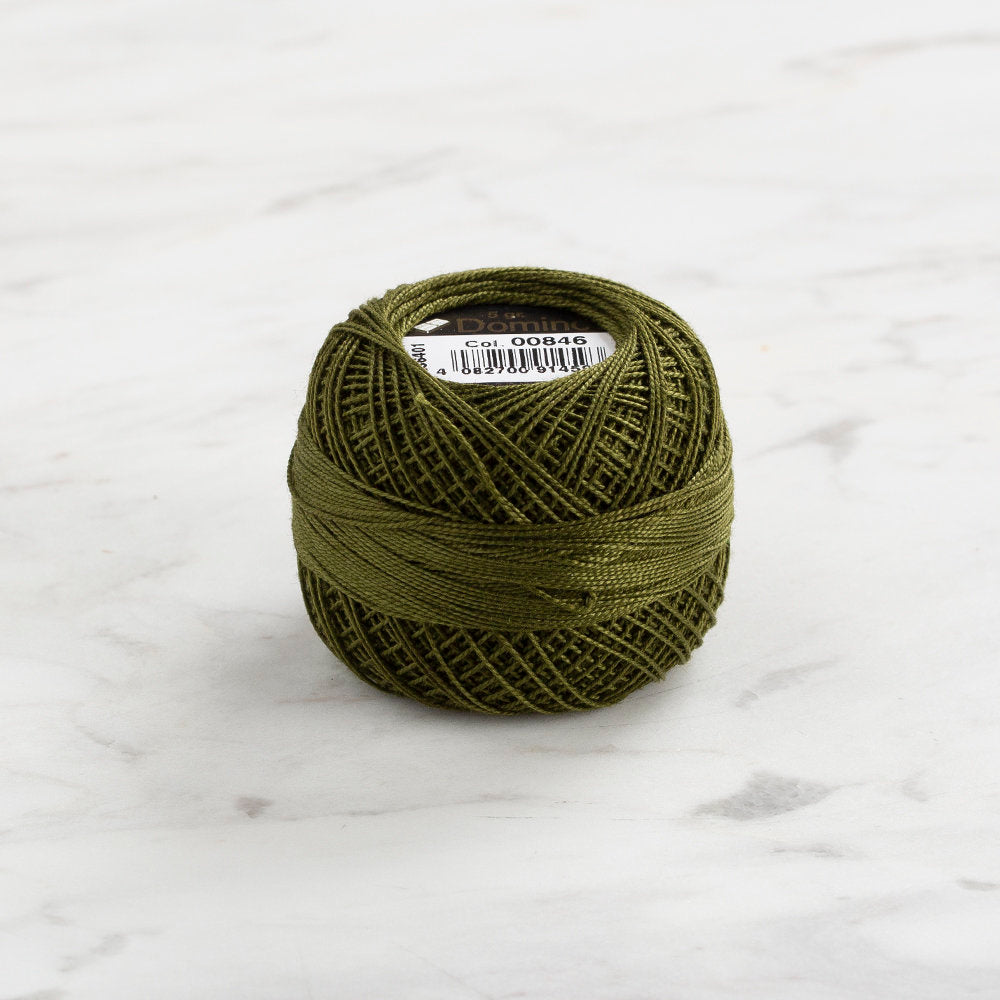 Domino Cotton Perle Size 12 Embroidery Thread (5 g), Khaki Green - 4590012-846