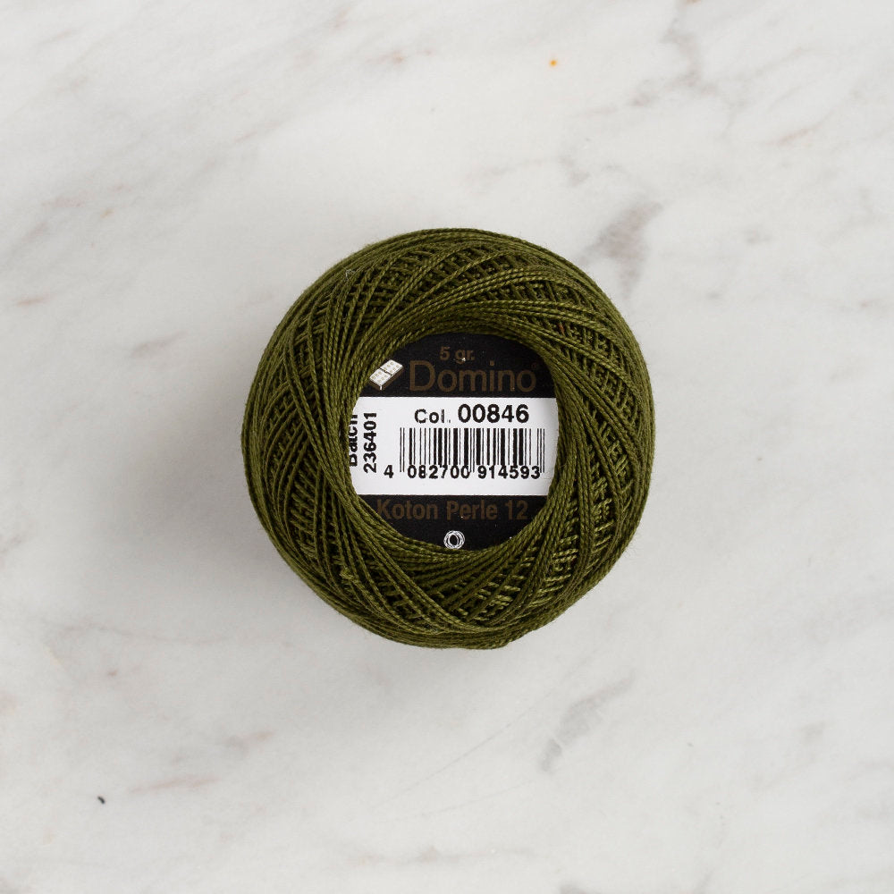 Domino Cotton Perle Size 12 Embroidery Thread (5 g), Khaki Green - 4590012-846