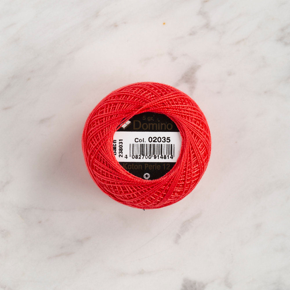 Domino Cotton Perle Size 12 Embroidery Thread (5 g), Vermilion - 4590012-2035