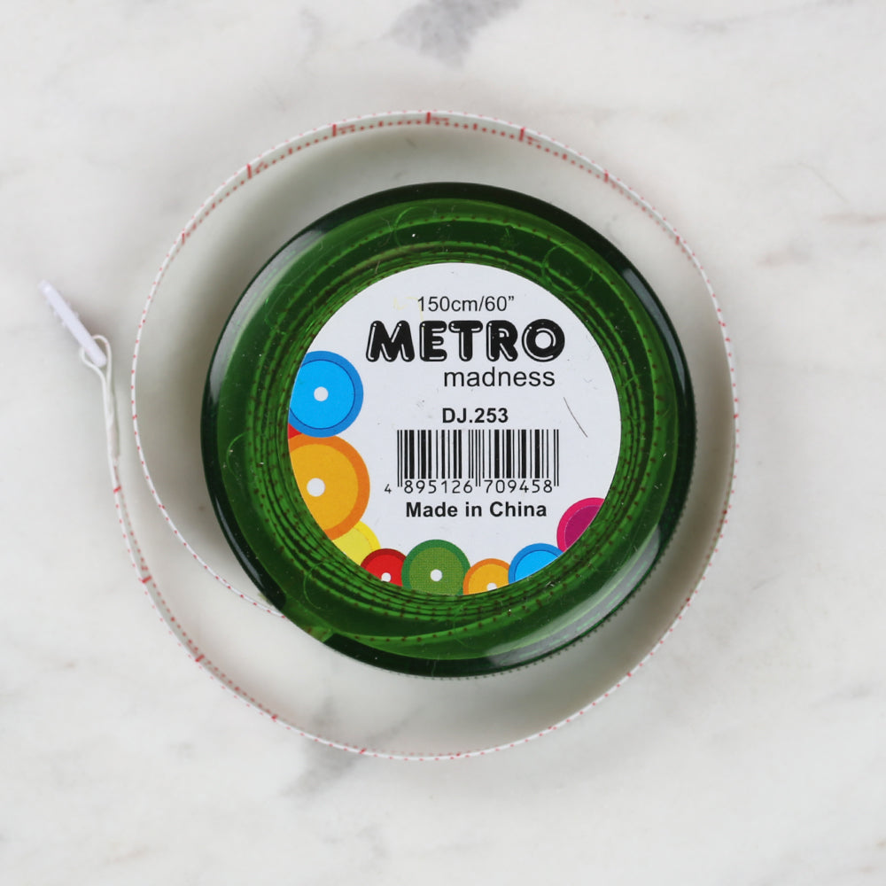 Sew Tasty Metro Auto Tape Measure Green 150cm/60" - 253