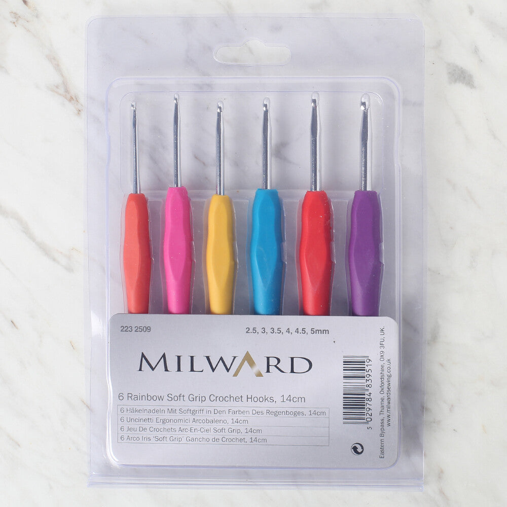 Milward 14cm Rainbow Grip Crochet Hook Set (6 pcs)