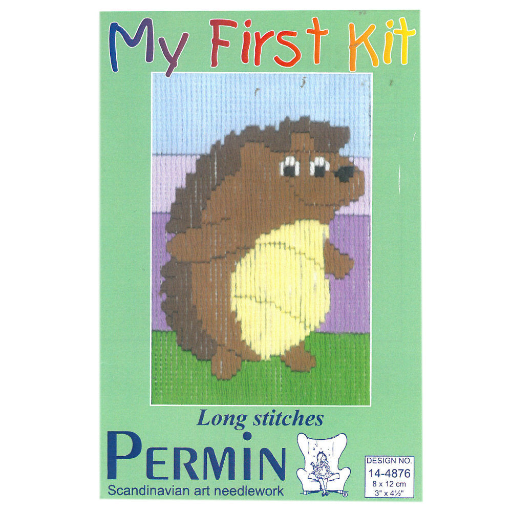 Permin My First Kit 8x12 cm Printed Long Stitch Kit, Hedgehog - 14-4876