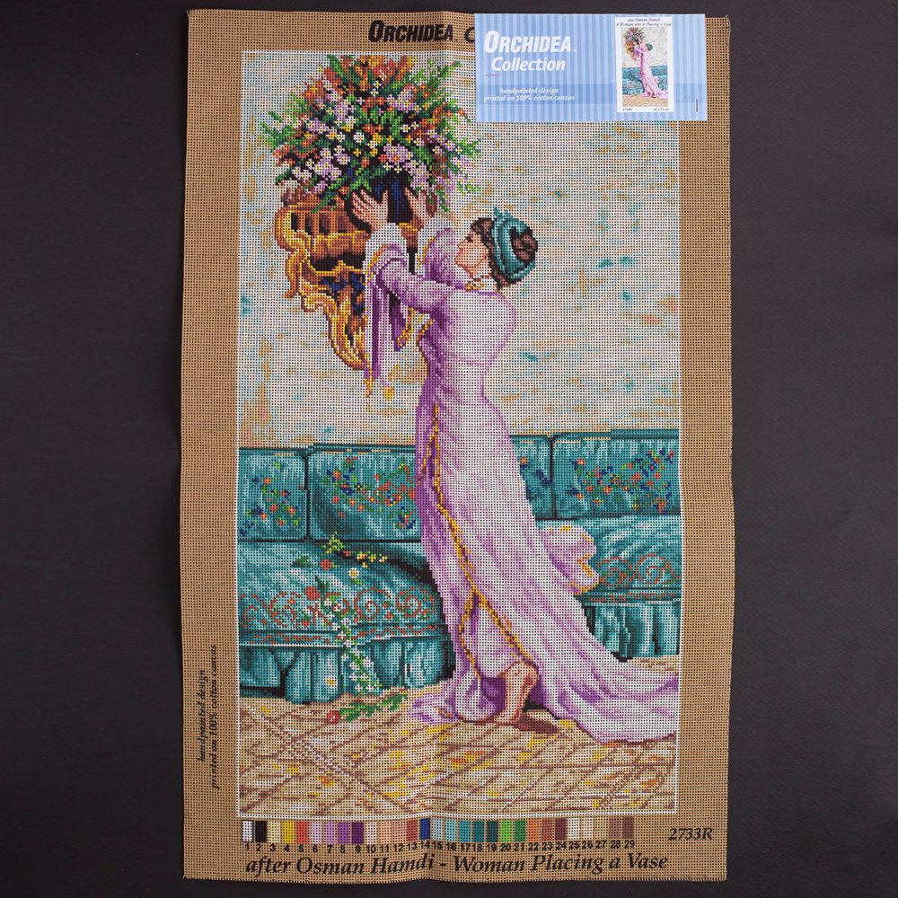 Orchidea 40x70cm Printed Gobelin, Osman Hamdi Bey - Girl Placing a Vase - 2733R