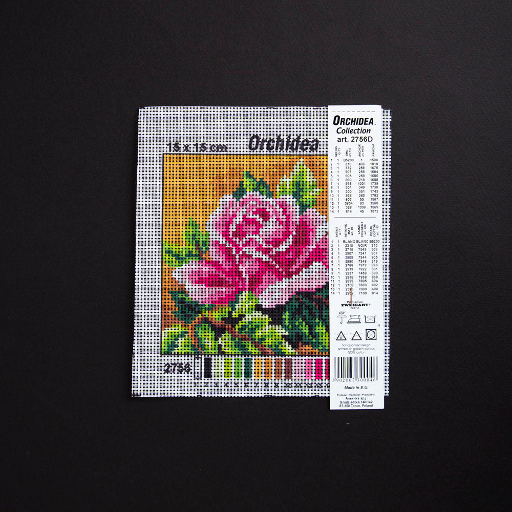 Orchidea 15x15cm Printed Gobelin, Pink Rose - 2756D