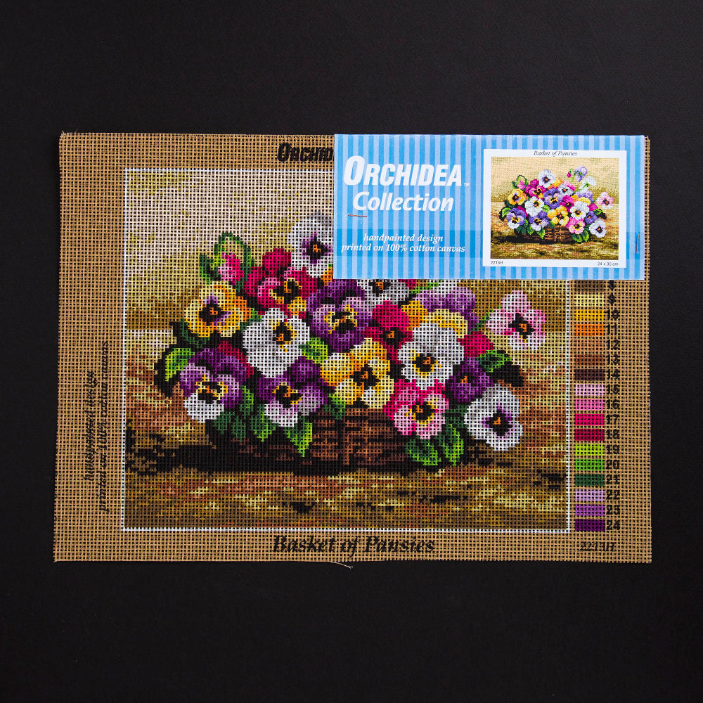 Orchidea 24x30cm Printed Gobelin, Basket of Pansies - 2213H