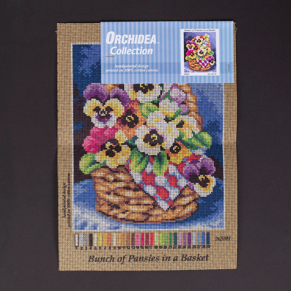 Orchidea 24x30cm Printed Gobelin, Bunch of Pansies in a Basket - 2653H