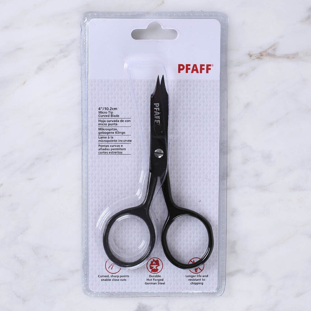 PFAFF Curved Pointed Embroidery Scissors 4 inch - Black