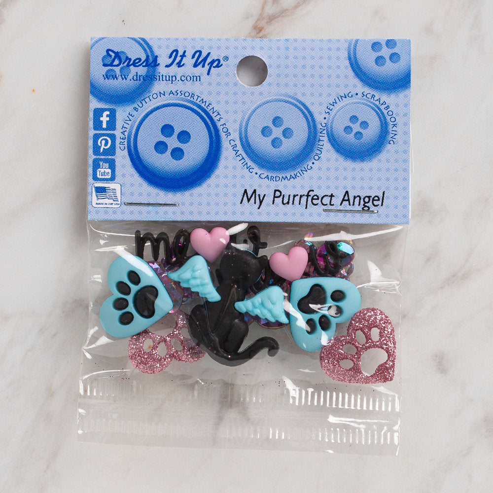 Dress It Up Creative Button Assortment, My Purrfect Angel - 9350