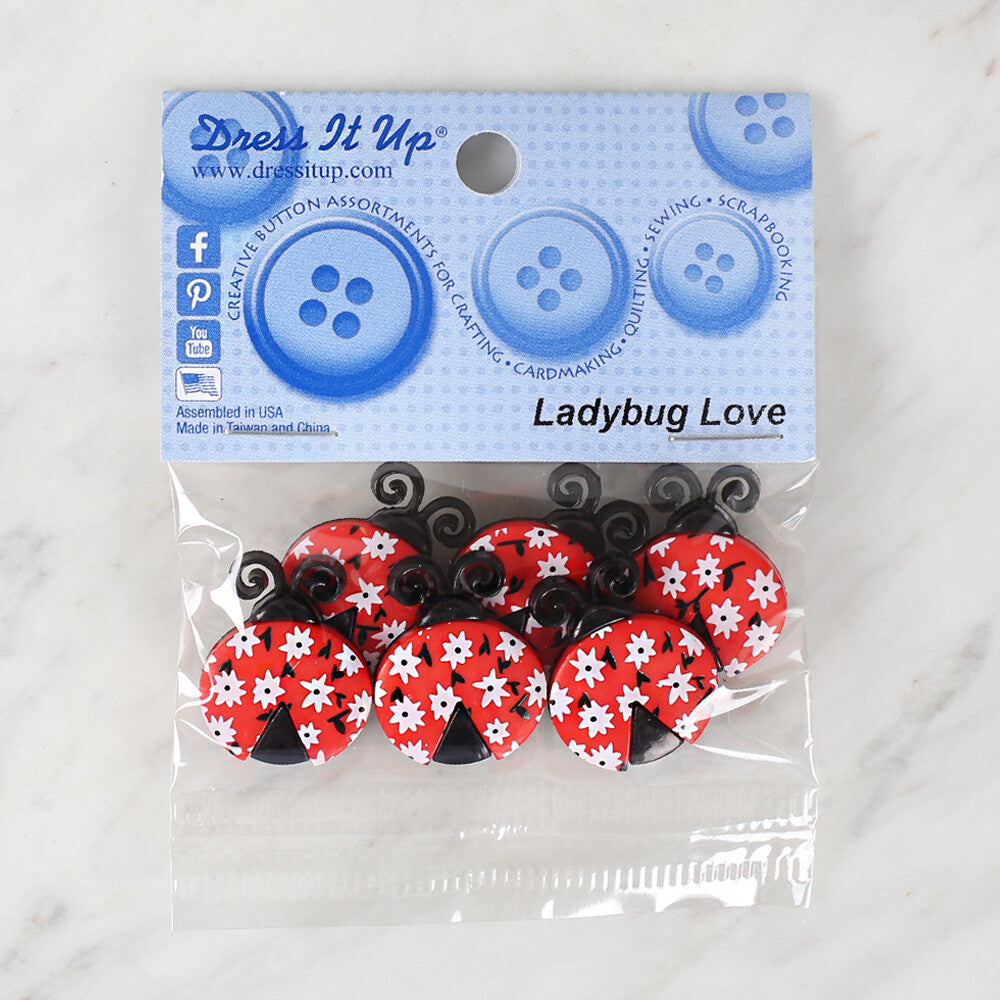 Dress It Up Creative Button Assortment, Ladybug Love - 9384