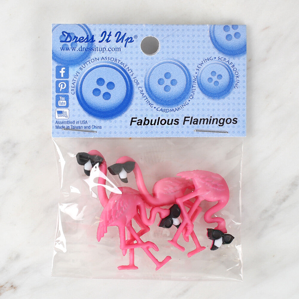 Dress It Up Creative Button Assortment, Fabulous Flamingos - 11391