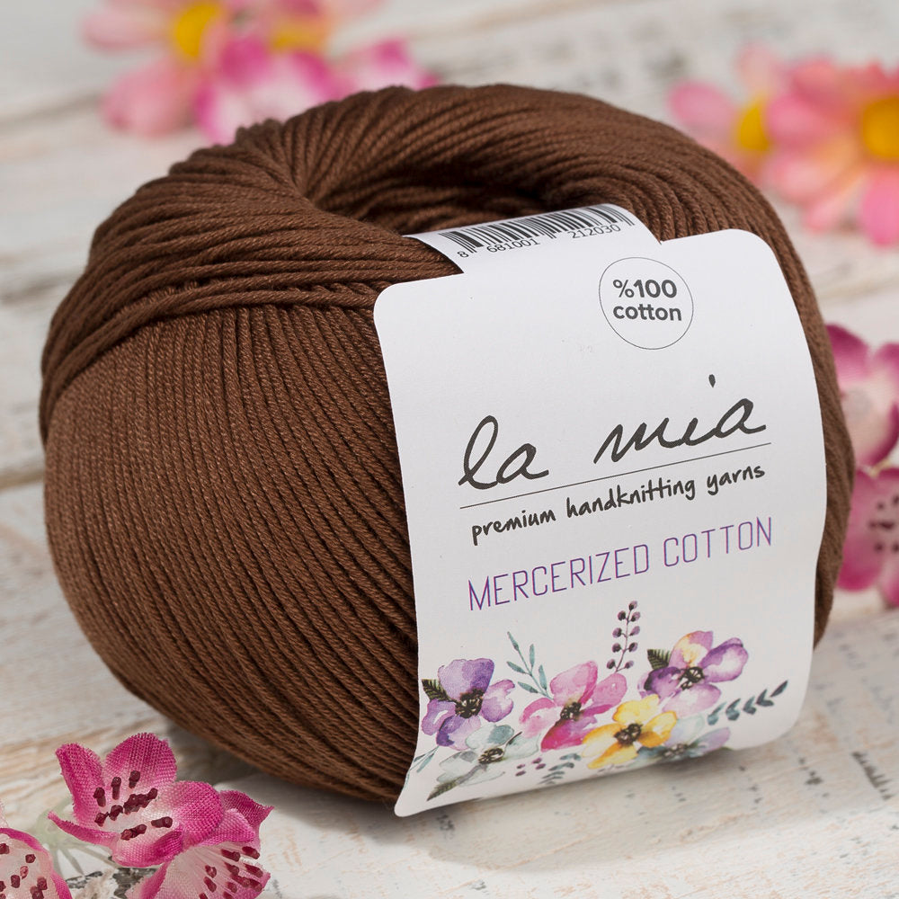 La Mia Mercerized Cotton Yarn, Dark Brown - 228