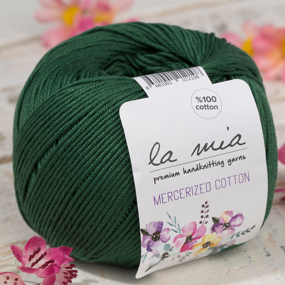 La Mia Mercerized Cotton Yarn, Dark Green - 157