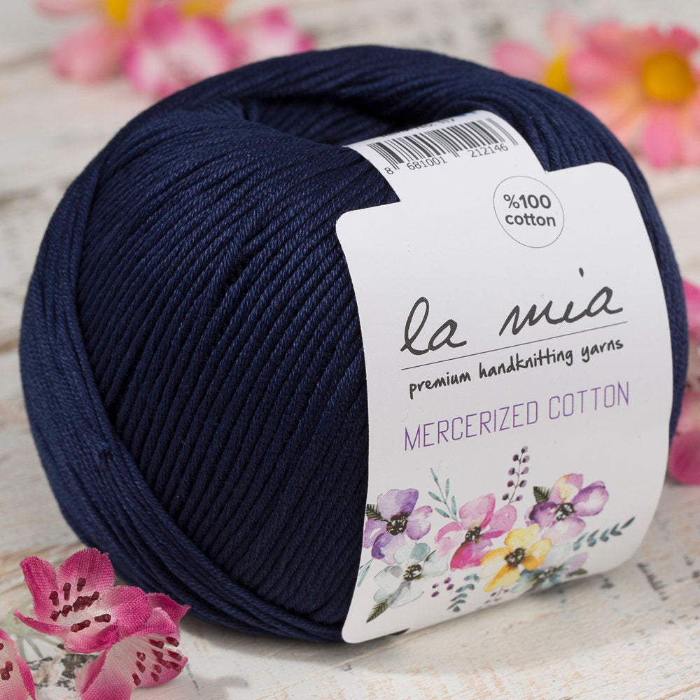 La Mia Mercerized Cotton Yarn, Dark Blue - 117