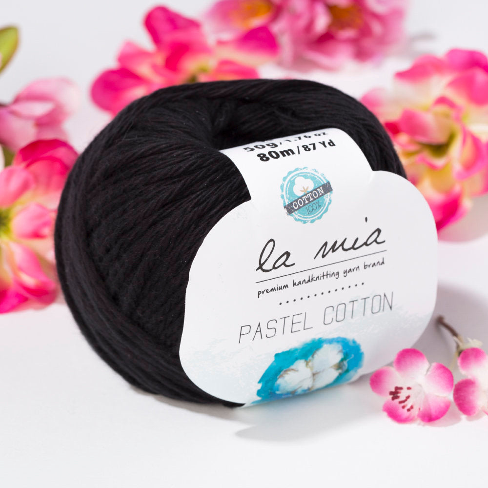 La Mia Pastel 100% Cotton Yarn, Black - L006