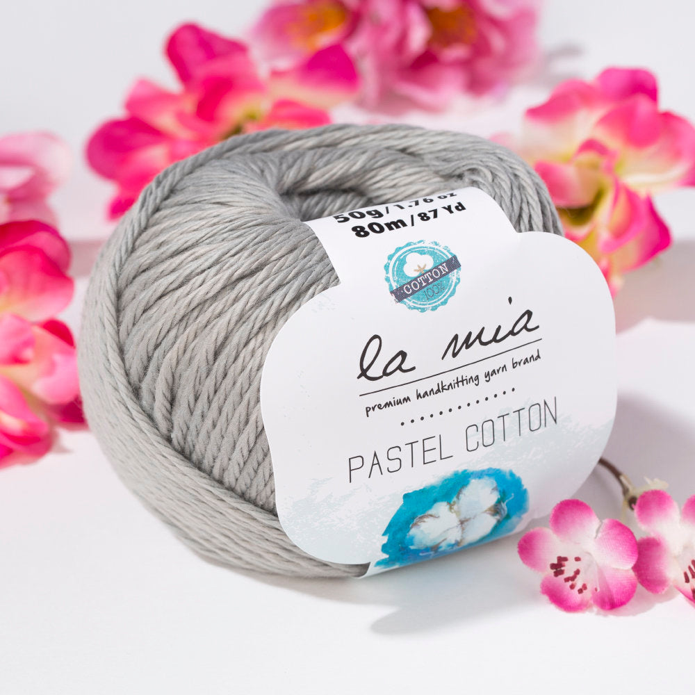 La Mia Pastel 100% Cotton Yarn, Grey - L062