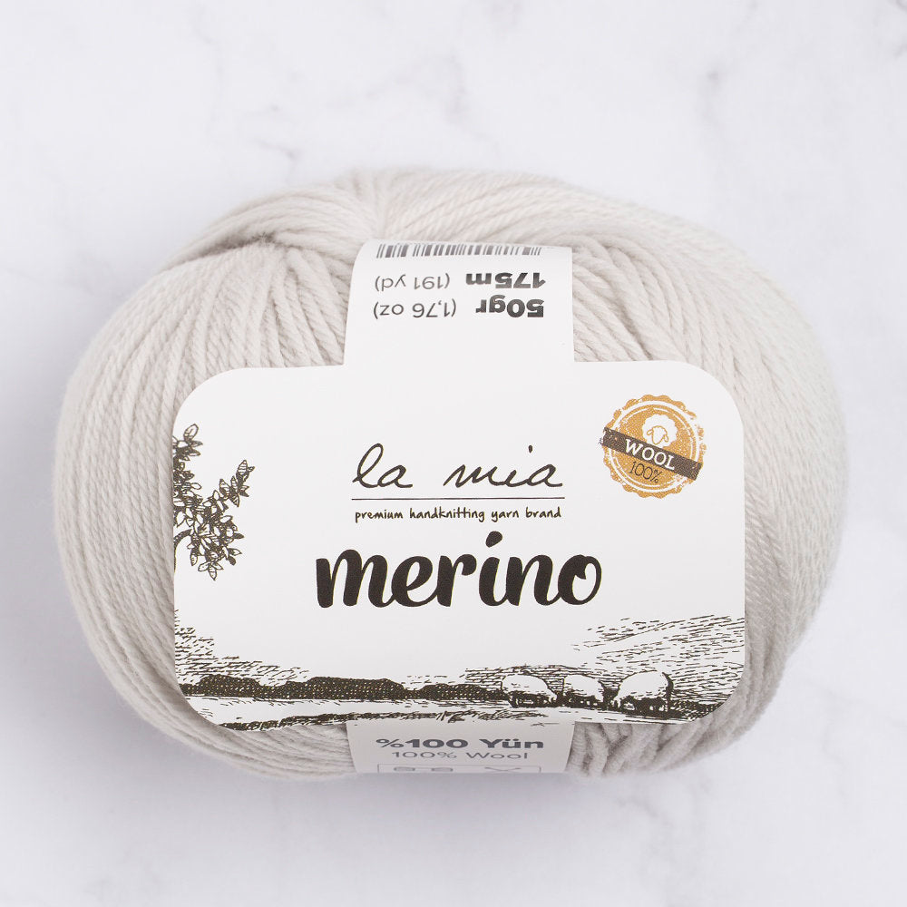 La Mia Merino Yarn, Light Grey - L047