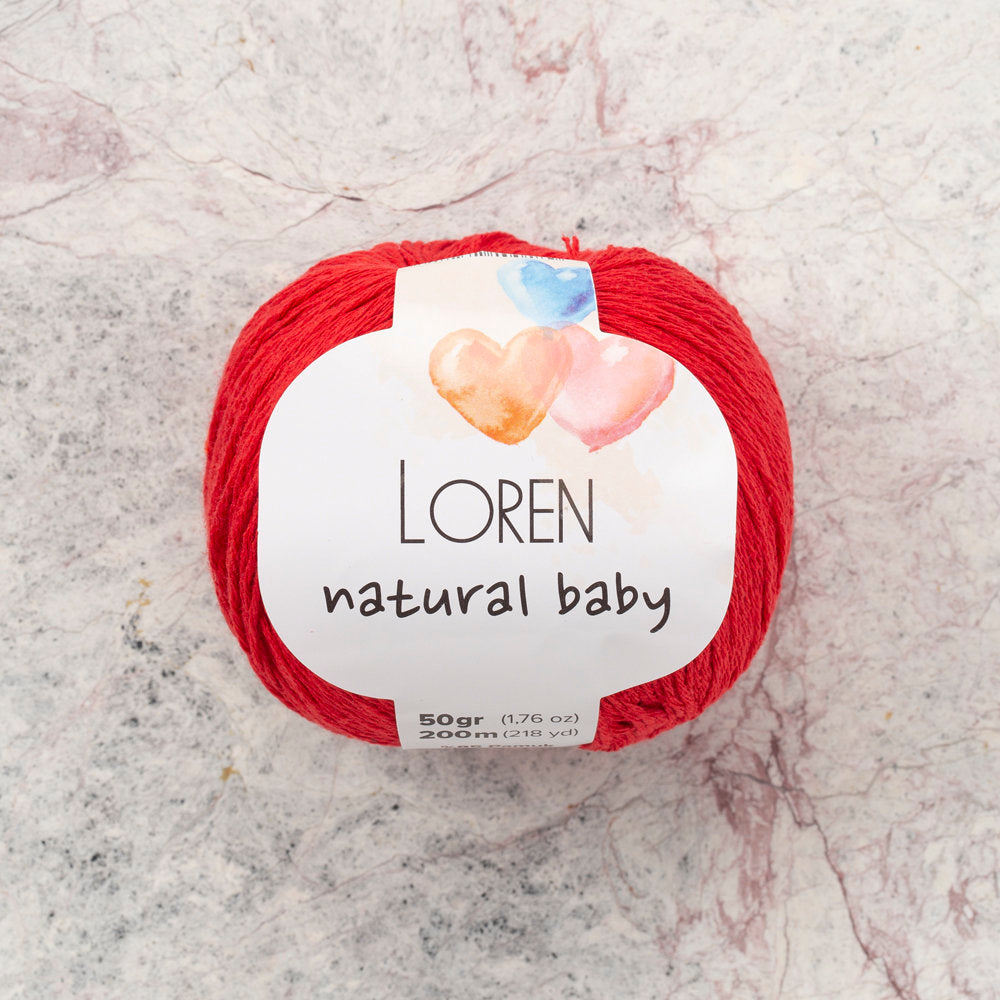 Loren Natural Baby Yarn, Red - R003